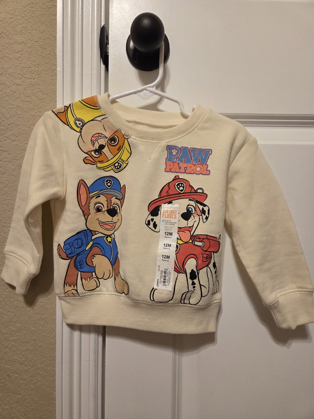 JUMPING BEANS PAW Patrol Baby Sweatshirt Cream 12M NWT